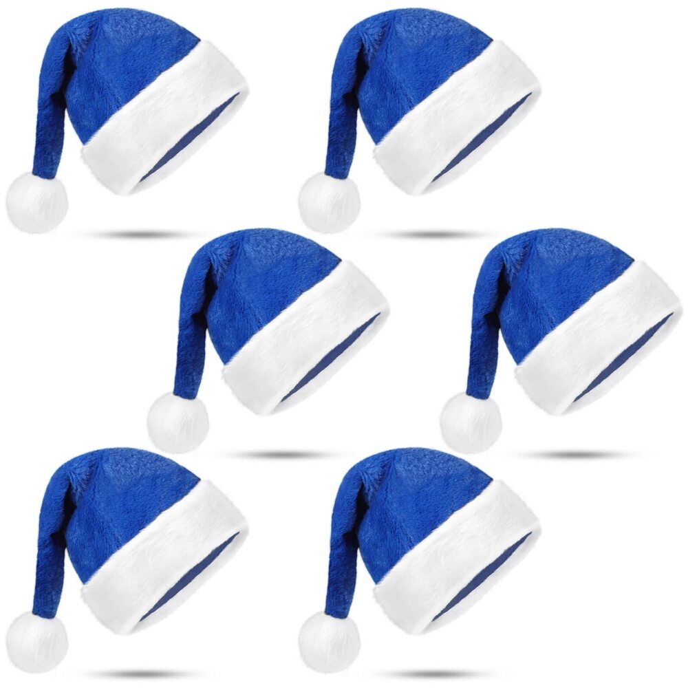 8413 6 Piece Christmas Hat Xmas Santa Claus Hats Plush Santa Hats Adult